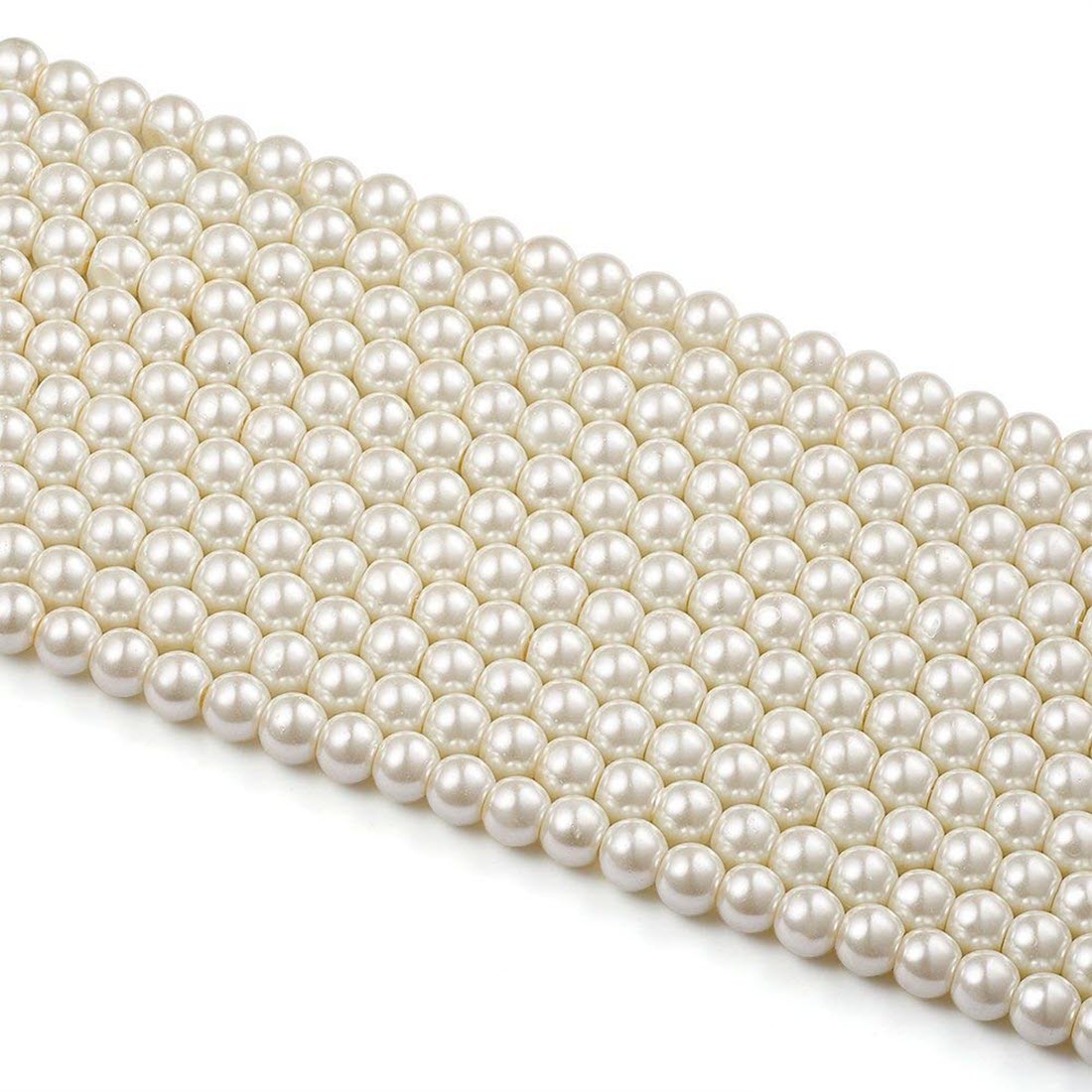 4 mm Plastic Pearl Bead Jewelry Making and Other Crafts( 1 String, Ivory )