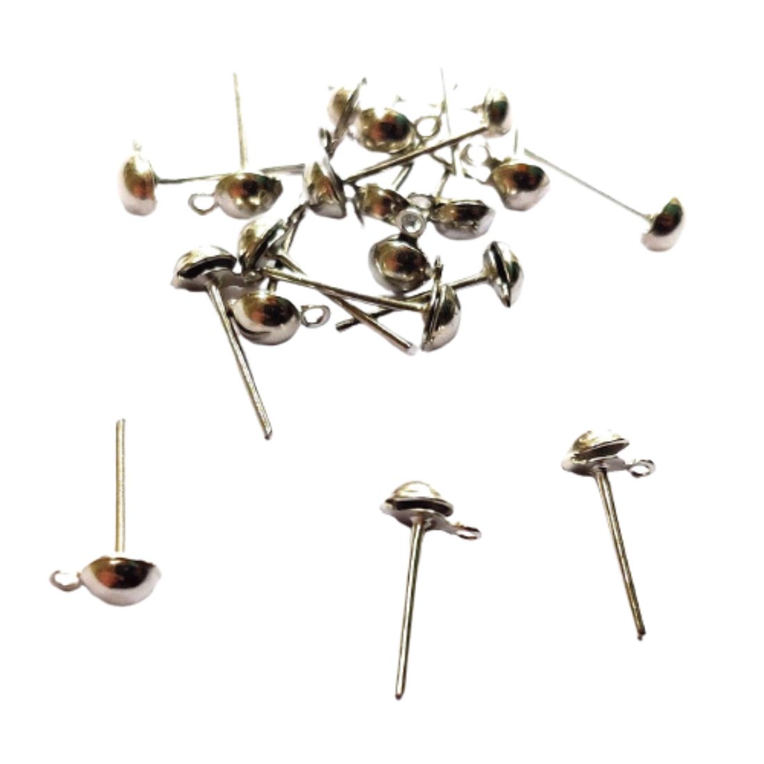 6 mm Post Pin , Stud Base For Jewellery Making( 100 Grams, Silver )
