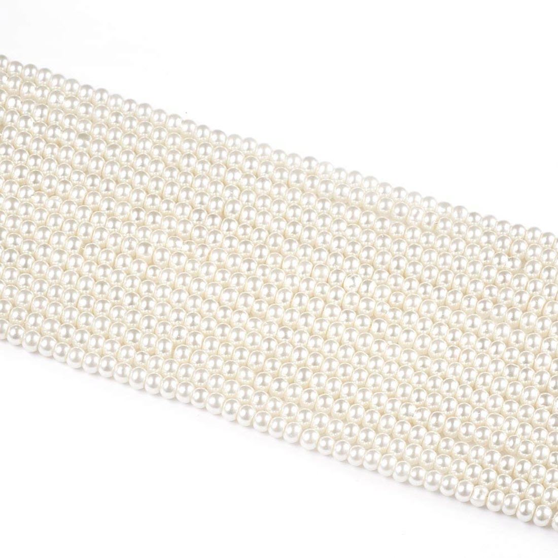4 mm Glass Pearl Bead Jewelry Making and Other Crafts( 1 String, Ivory )