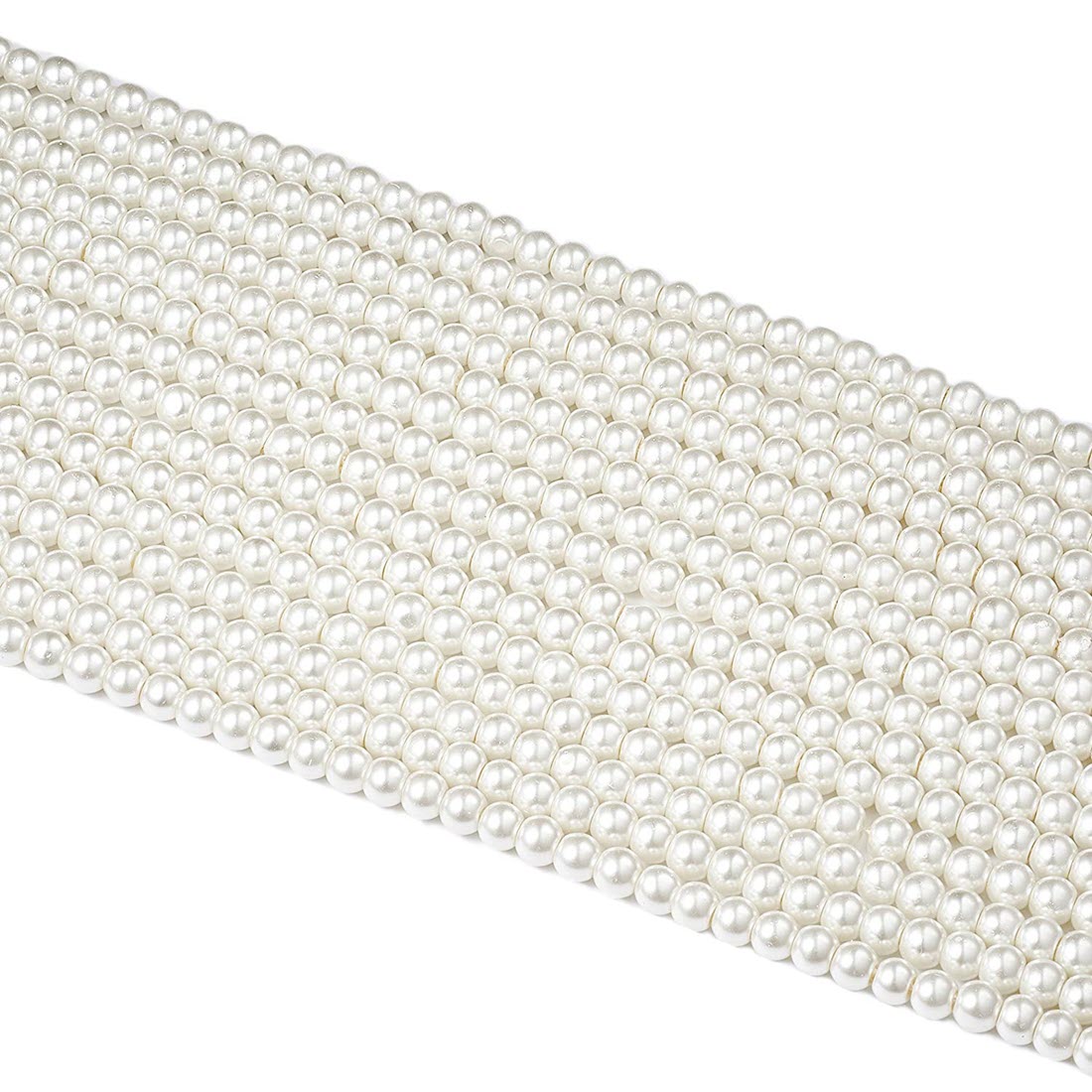 4 mm Glass Pearl Bead Jewelry Making and Other Crafts( 1 String, Ivory )