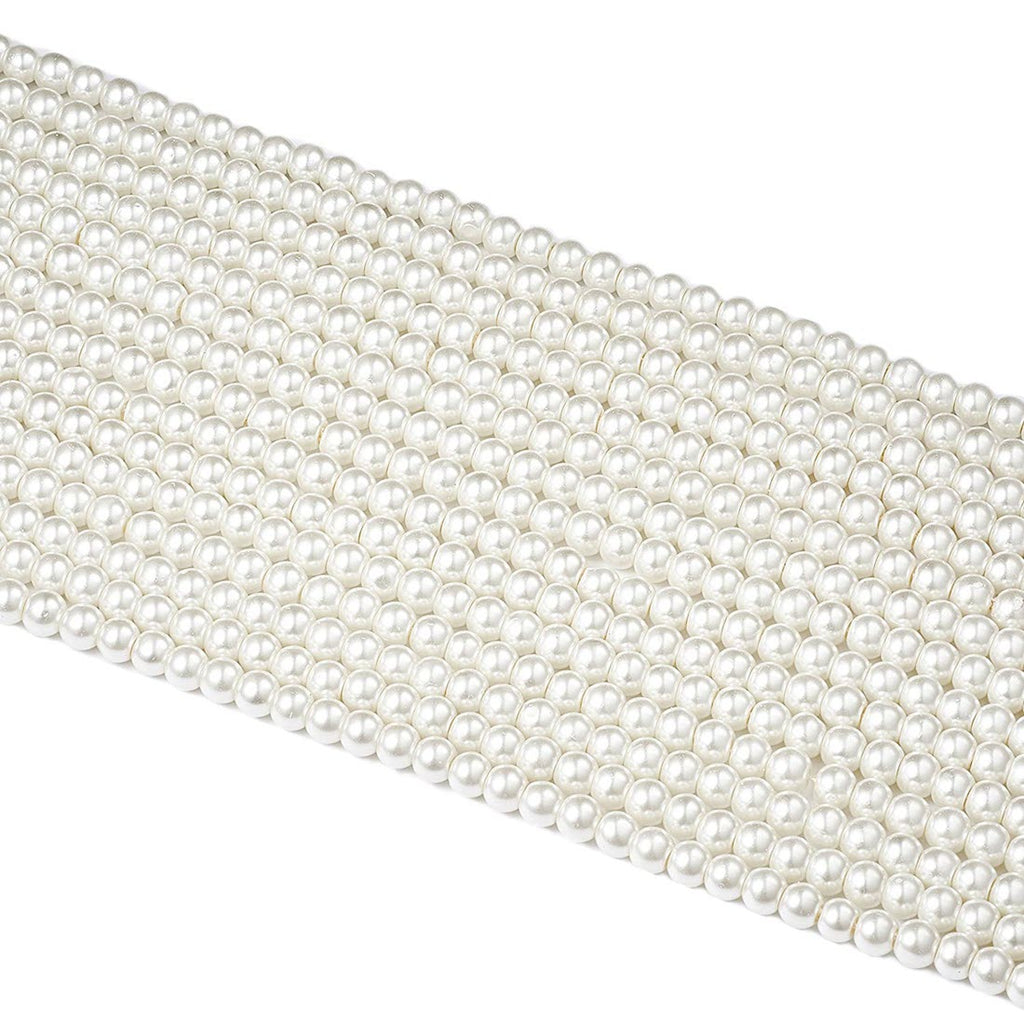 4 mm Plastic Pearl Bead Jewelry Making and Other Crafts( 1 String, Ivory )